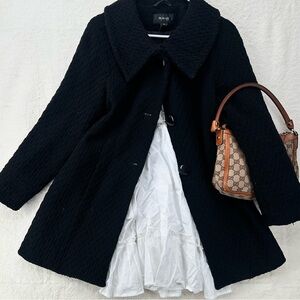 Preppy Coquette Style & Co Black Wool Textured Coat